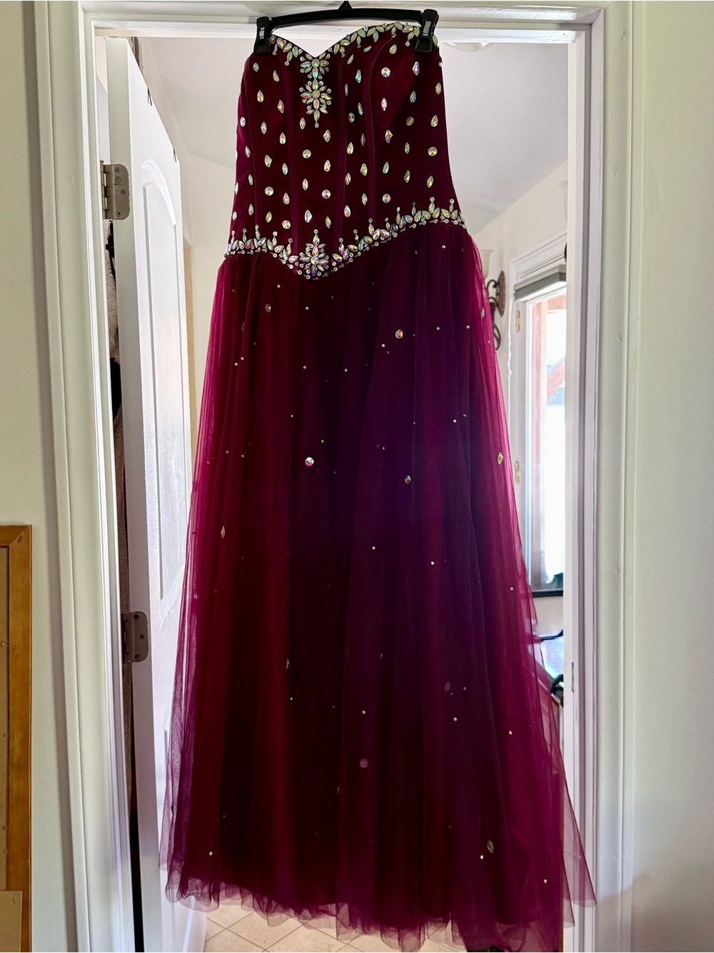 Women's Sweetheart Ball Gown Tulle Quinceanera Dresses Prom Dress Size 16